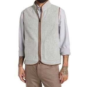 $498 NWT Peter Millar Men's Chalet Boucle Knit Zip Vest In Argento Size M